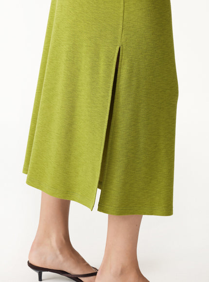 2Pcs Set Short Sleeve Tie-Side Top & Side-Slit A-Line Midi Skirt