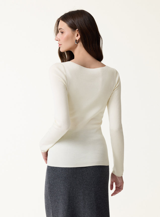 100% Merino Wool Boat Neck Sweater