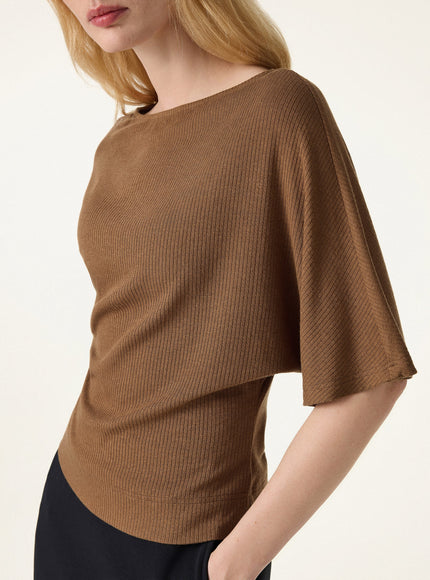 Soft Ribbed Boatneck Relaxed Top