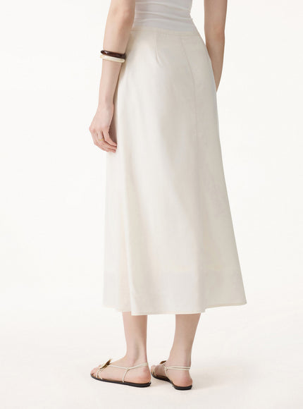 Lyocell-Linen Blend Maxi Flared Pull-On Skirt