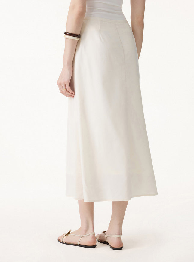 Lyocell-Linen Blend Maxi Flared Pull-On Skirt