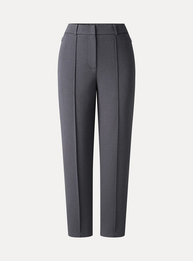 Modal Blend Ponte High-Rise Ankled Slim-Straight Pants with Pockets