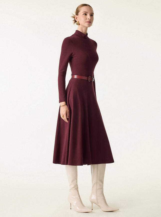 Mockneck Midi Built-In Bra Dress with Pockets