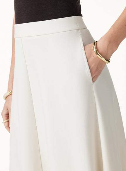 Modal Spacer Knit High-Rise Umbrella Midi Skirt with Pockets