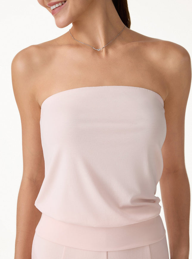 Lyocell Bandeau Banded Hem Built-In Bra Top