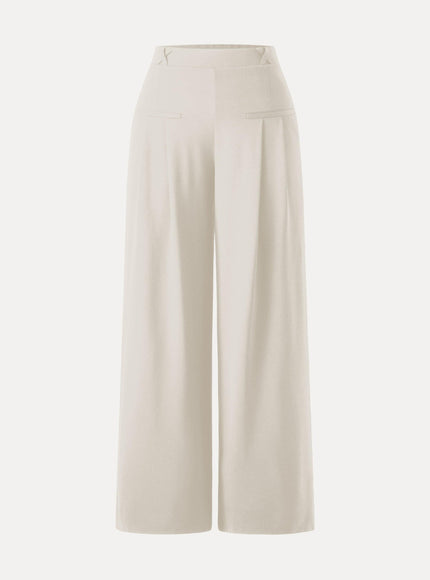 Drapey Bamboo Ponte Mid Rise Wide Leg Trouser with Pockets