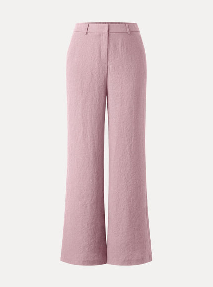 European Linen-Like Mid Rise Flared Pant with Pockets