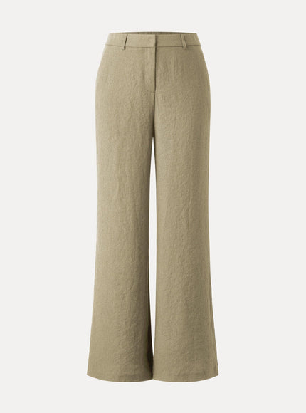 European Linen-Like Mid Rise Flared Pant with Pockets