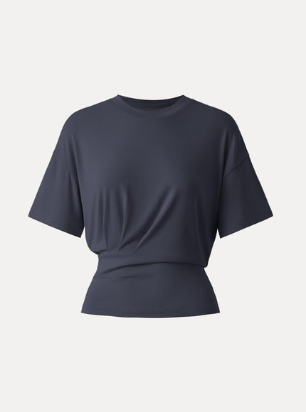 Crewneck Short Sleeve Tucked Tee