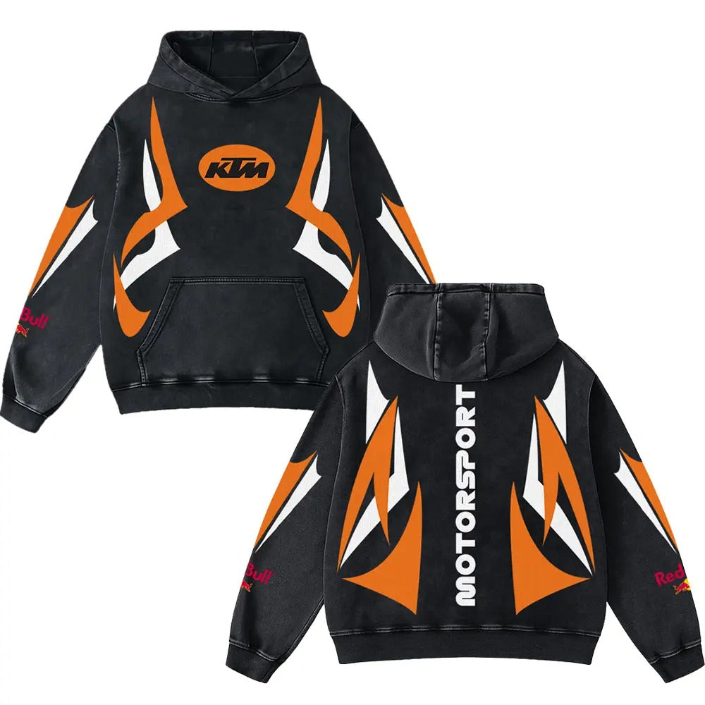 KTM Redbull Motorsport Biker Hoodie Washed Vintage MotoGP Racing Streetwear, Motorcycle Graphic Hoodie Un – image 1