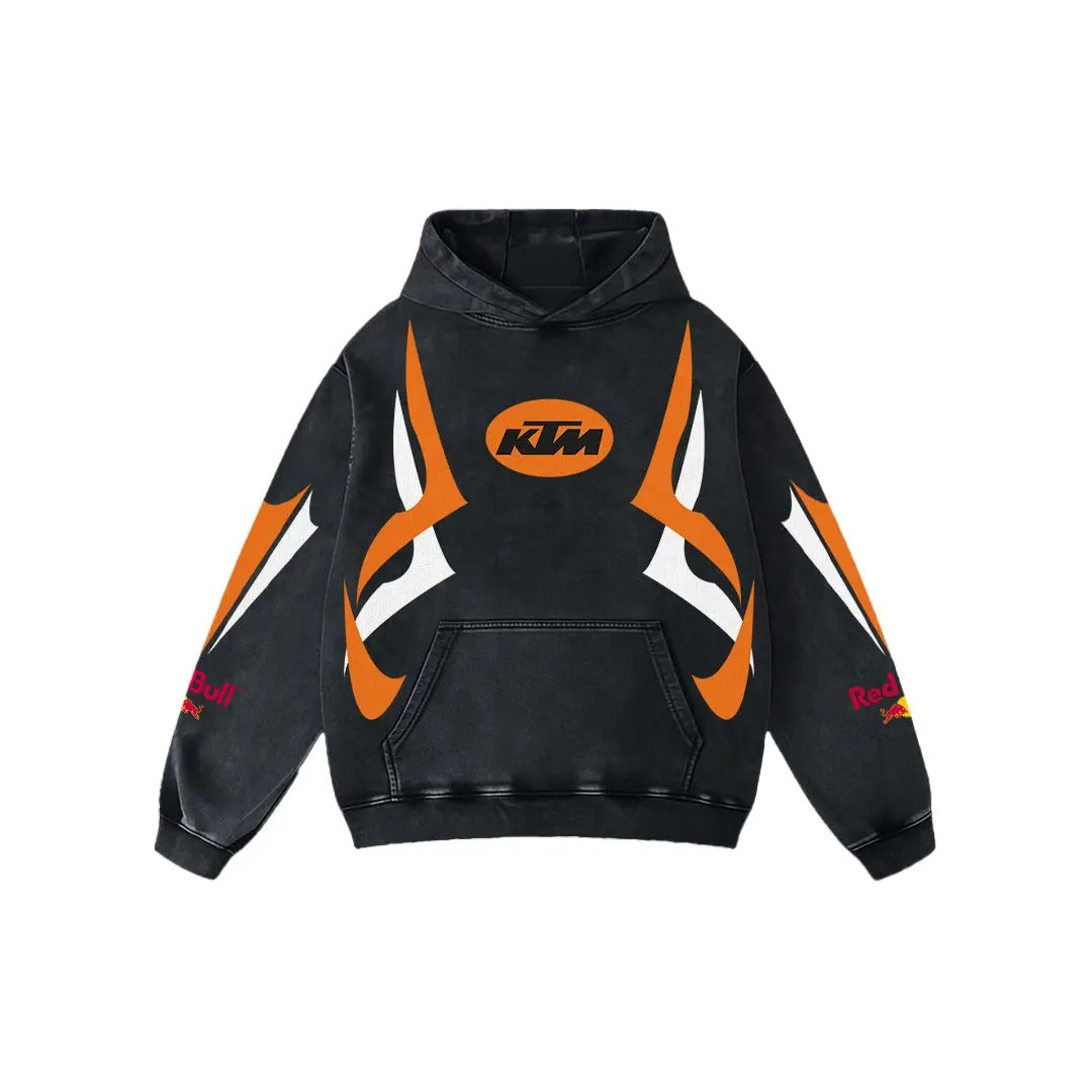 KTM Redbull Motorsport Biker Hoodie Washed Vintage MotoGP Racing Streetwear, Motorcycle Graphic Hoodie Un – image 3