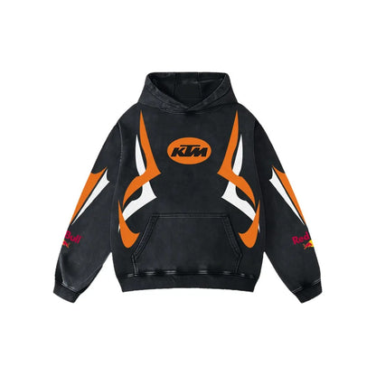 KTM Redbull Motorsport Biker Hoodie Washed Vintage MotoGP Racing Streetwear, Motorcycle Graphic Hoodie Un – image 3