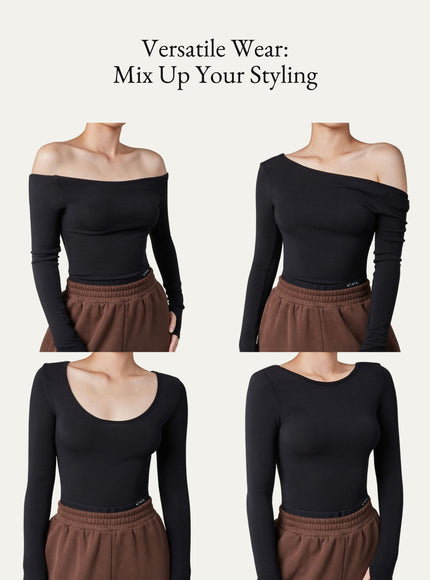 Lyocell-Wool Round Neck Long Sleeve Reversible Top