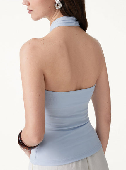 Criss Cross Halter Neck Going-Out Built-In Bra Top
