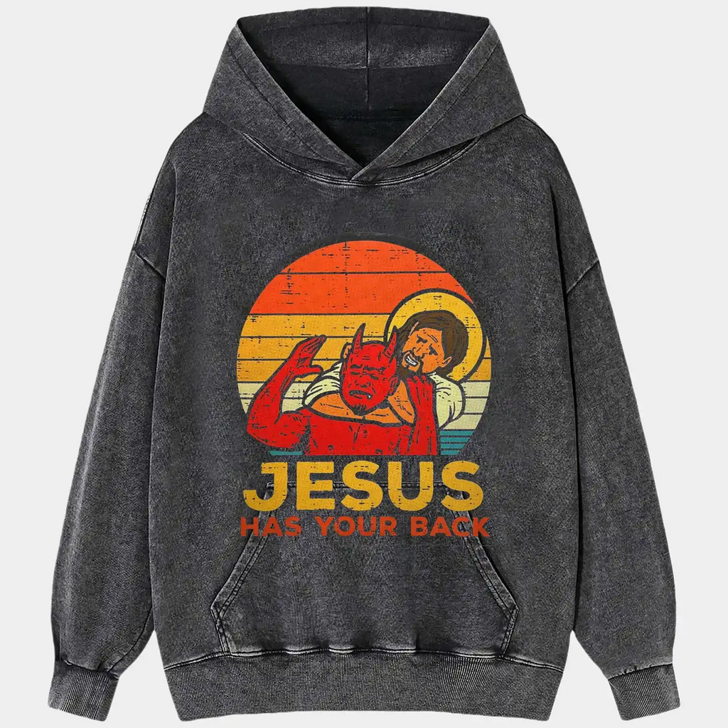 AQCHIC Jesus Has Your Back Unisex Graphic Heavyweight Cotton Shirt