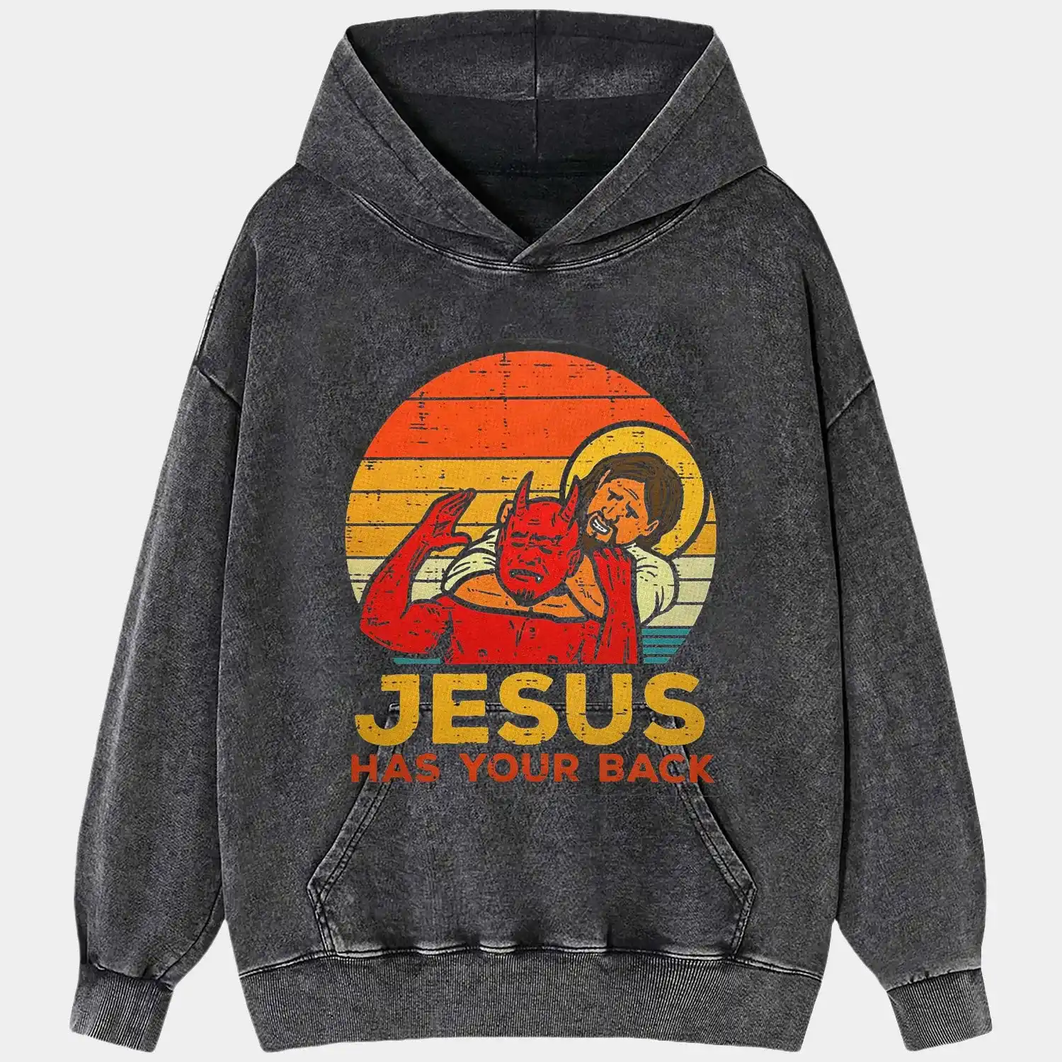 AQCHIC Jesus Has Your Back Unisex Graphic Heavyweight Cotton Shirt