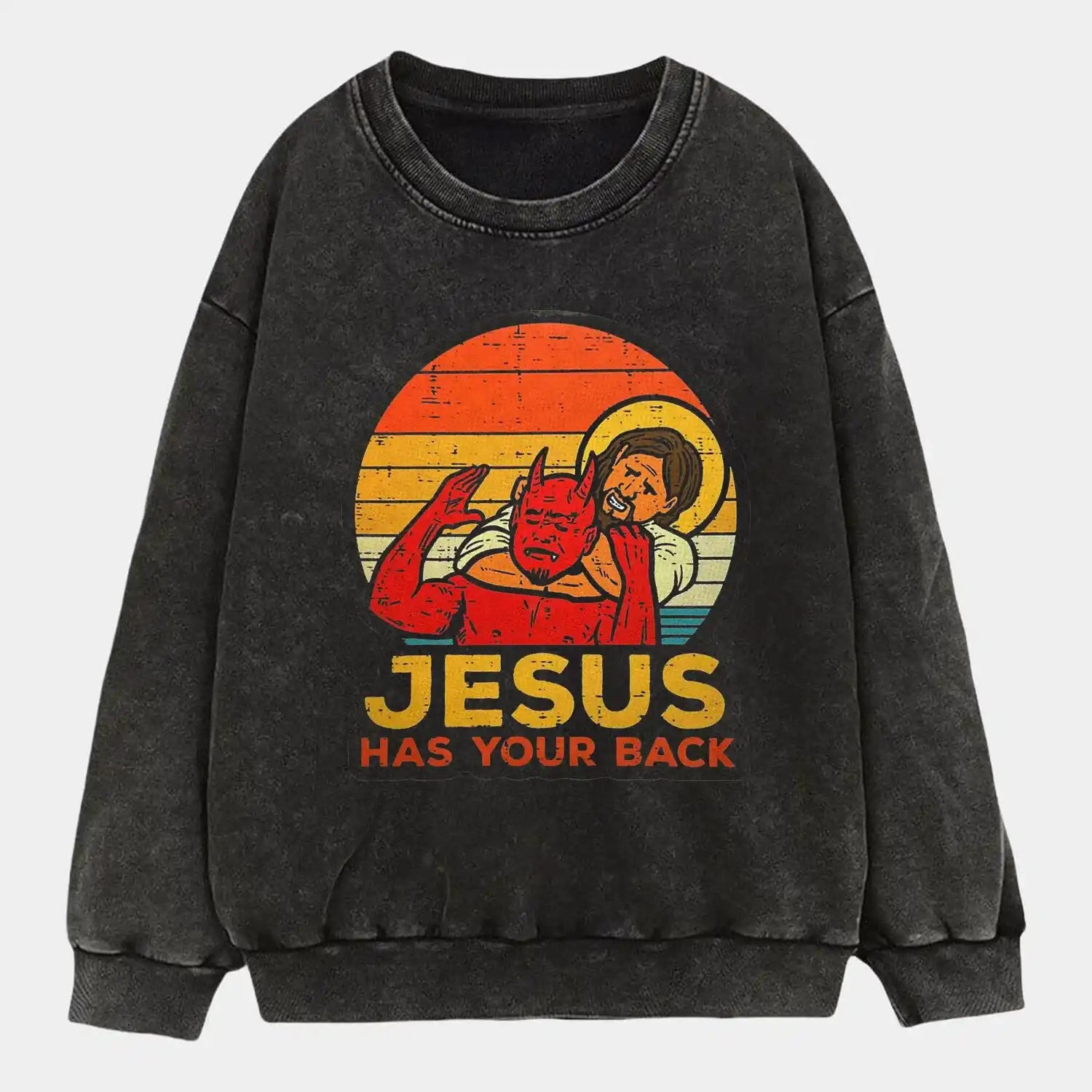 AQCHIC Jesus Has Your Back Unisex Graphic Heavyweight Cotton Shirt
