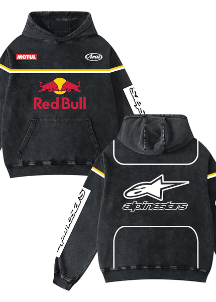 Retro Redbull Alpinestars Racing Washed Hoodie MotoGP World Champion Enthusiast Apparel Streetwear Racing – image 1