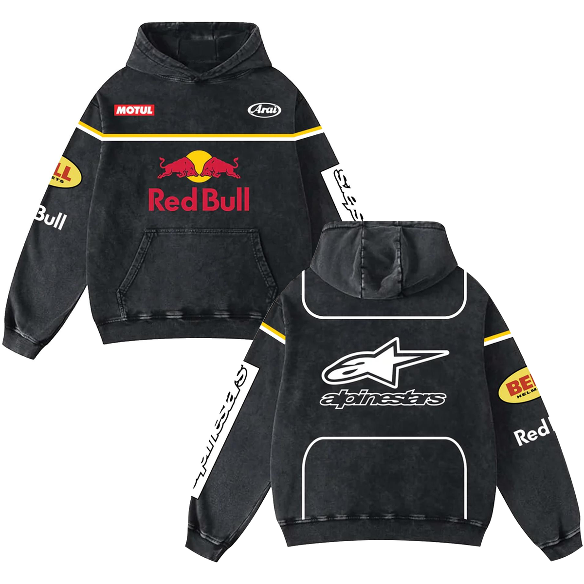 Retro Redbull Alpinestars Racing Washed Hoodie MotoGP World Champion Enthusiast Apparel Streetwear Racing – image 1
