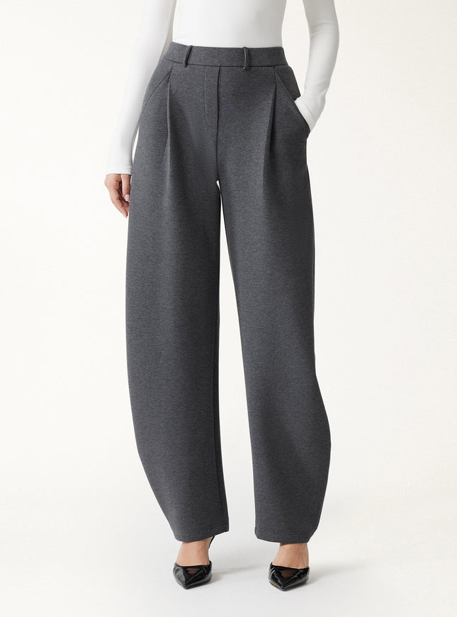 Cozy Knit Mid Rise Barrel Leg Pull-on Pants